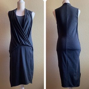 Athleta Drape Front Sleeveless Wrap Midi Dress Grey XS